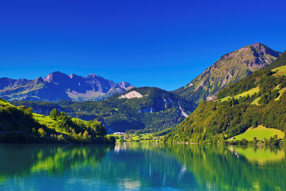 Alps Summer Mountain Landscape With Lake